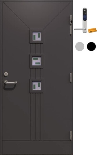 Ytterdør Gilje Linda 3 Glass med Yale Doorman Classic Home