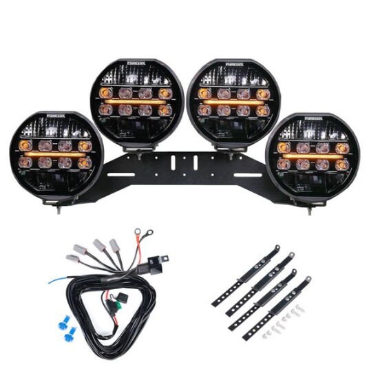 Ekstralys PURELUX 9200 Rund / 22 cm / 200W 4 stk Komplett sett WRC
