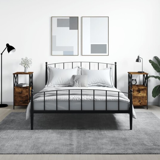 vidaXL Nattbord 2 stk røkt eik 34x35,5x70 cm konstruert tre