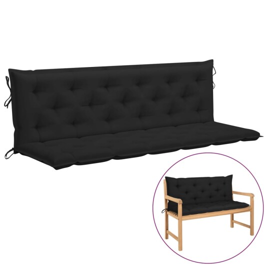vidaXL Pute til hagebenk svart 180 cm oxford stoff