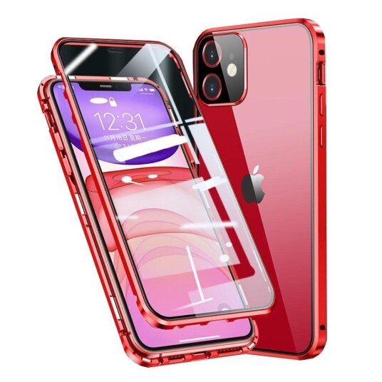 INCOVER iPhone 11 360⁰ Magnetisk Deksel med Glass Bak og Forside - Rød