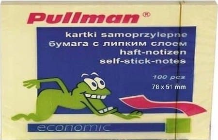 PULLMAN selvklebende sedler 50x75 PULLMAN P0024 gule 100 kort
