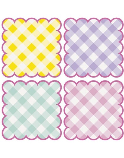 8 stk Fire Forskjellige Rutete Pastell Bordbrikker 31x31 cm