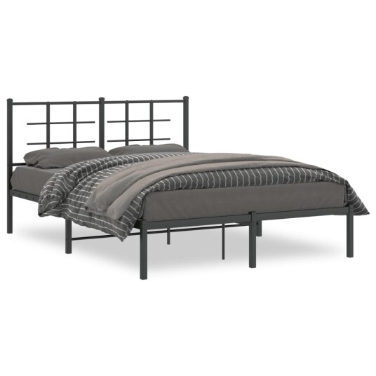  Sengeramme i metall med sengegavl svart 140x200 cm 8721012303614
