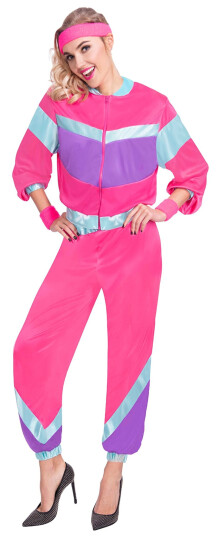 Amscan EU 80-talls Rosa Treningsdress Karnevalskostyme Large