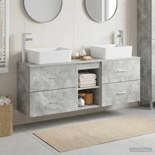 vidaXL Baderomsskapsett 3 stk. Betonggrå 53 x 34,5 x 63 cm vidaXL Baderomsskapsett 3 stk. Betonggrå 53 x 34,5 x 63 cm