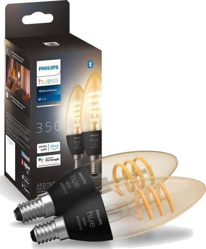 Philips Hue White Ambiance E14 filament stearinlyspære, 2-pack Philips Hue White Ambiance E14 filament stearinlyspære, 2-pack
