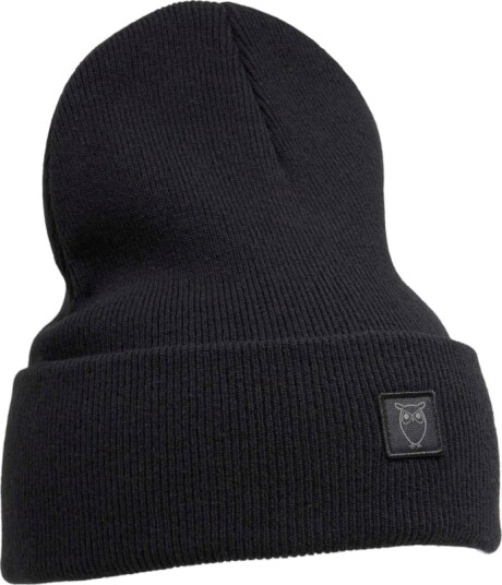 KnowledgeCotton Apparel Double Layer Wool Beanie OneSize, Black Jet