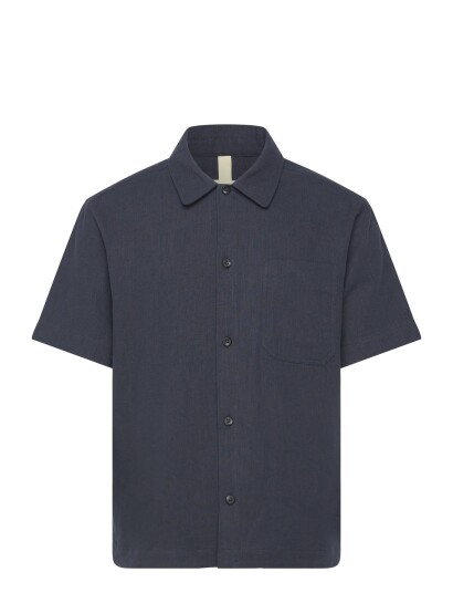 Brixtol Textiles Frank S/S Linen Cream   Navy   S