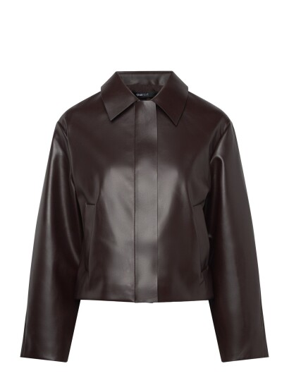 Gina Tricot Short Pu Jacket Brown S