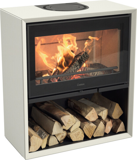 Contura 310G hvit vedovn med glassdør