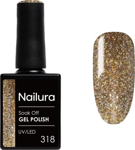 Nailura Gelpolish 318 – Golden Sparkle – 10 ml Nailura Gelpolish 318 – Golden Sparkle – 10 ml