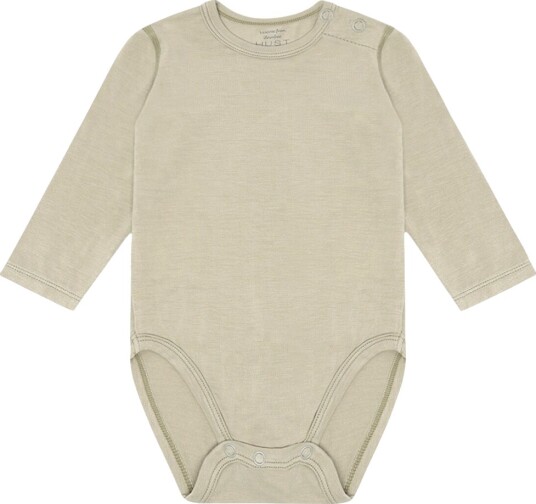 Hust and Claire Body I/e - Nistret - Bambus - HcBuller - Greene - Hust and Claire - 3 år (98) - Langermet Body Beige Grønn