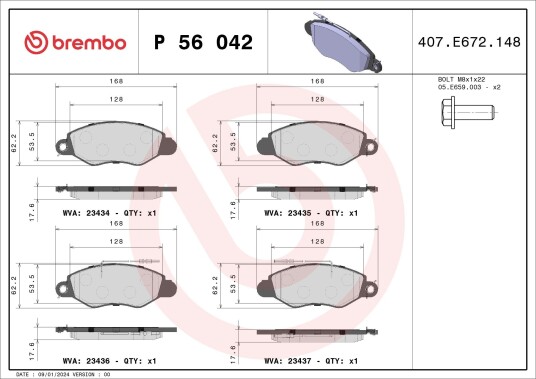 Bremseklosser BREMBO P 56 042