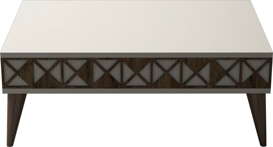 Muennink Sofabord 90 cm med Oppbevaringshylle - Kremhvit/Brun