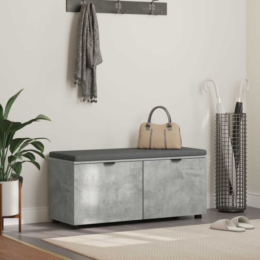 vidaXL Gangbenk BetongGrå 100 x 38 x 46 cm Konstruert treverk og stoff
