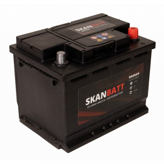 SKANBATT Fritidsbatteri 12V 60AH 480CCA (242x175x190/190mm) +høyre. SKANBATT Fritidsbatteri 12V 60AH 480CCA (242x175x190/190mm) +høyre.