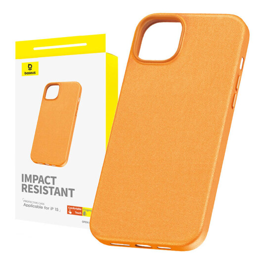 Baseus Iphone 15 Deksel Fauxther Series Oransje Baseus Iphone 15 Deksel Fauxther Series Oransje