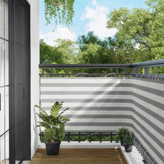 vidaXL Balkong Skjerm Lys Grå og Hvit 100 x 500 cm Oxford Stoff