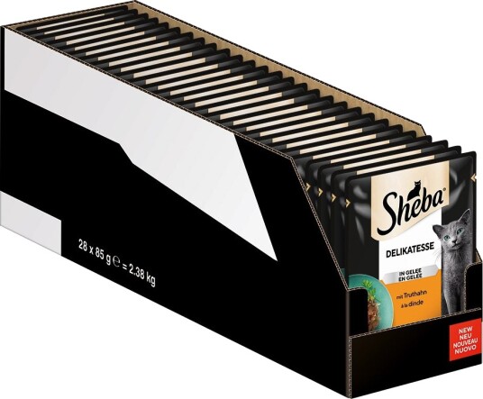Sheba Våtfôr Megapack Varianter Ferskhetspose Delikatesse I Gelé Med Kalkun 56 X 85 G