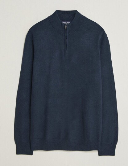 Charles Tyrwhitt Pure Cashmere Zip Neck Jumper Navy