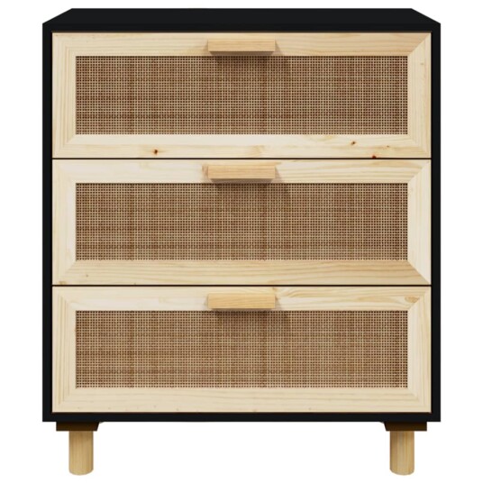 vidaXL Skjenk svart 60x30x70 cm heltre furu og naturrotting
