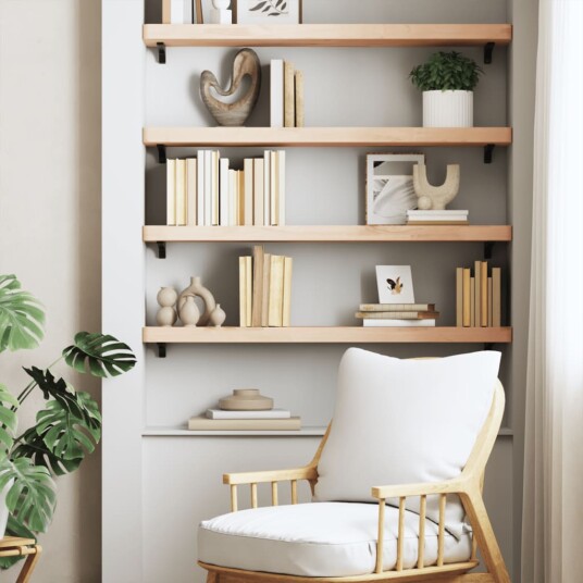 Vegghylle 80x20x4 cm heltre bøketre 8720845919191