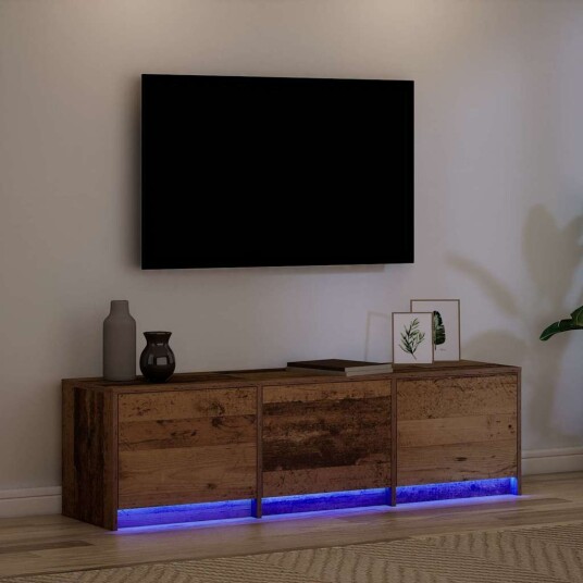 TV skap med skuff Gammelt tre 140 x 34 x 40 cm Konstruert tre TV skap med skuff Gammelt tre 140 x 34 x 40 cm Konstruert tre