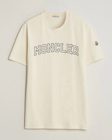 Moncler College Logo T Shirt Off White