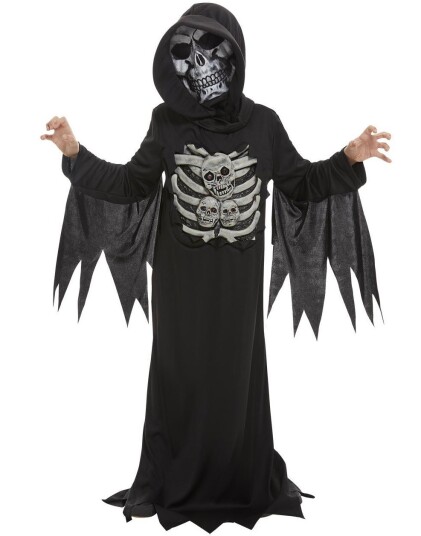 Skjelett Reaper Kostyme til Barn med Maske Strl 10 12 ÅR