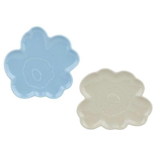 Marimekko Unikko Shape Tallerken 13 cm 2 pk Lyseblå / Off white Marimekko Unikko Shape Tallerken 13 cm 2 pk Lyseblå / Off white