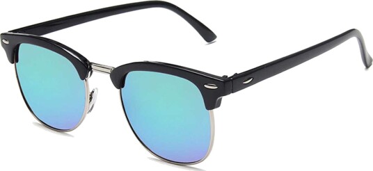 Black Clubmaster solbriller Green Mirror Glass + Senile String