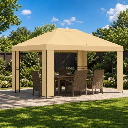 vidaXL Paviljong 4 × 3 m Krem Polyester og stål 190 gsm