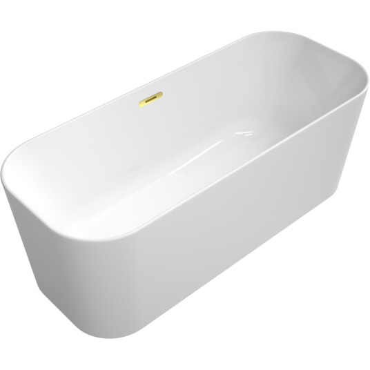VILLEROY & BOCH FINION BADEKAR 170X70 MED PÅFYLLING VIA OVERLØP MED LYS, DETALJER I GULL
