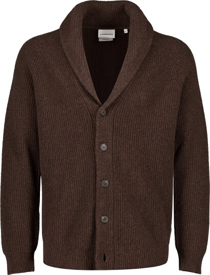 Lindbergh Lambswool Shawlcollar Cardigan DK BROWN MEL XL