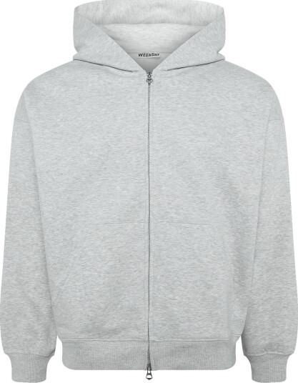 Weekday Oversized Heavyweight Zip Hoodie   Grey   XXS