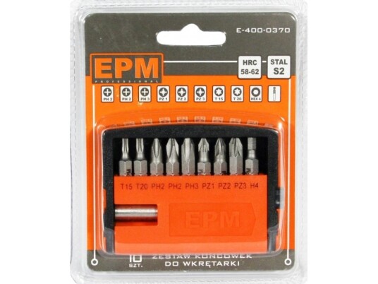 Epm Sett Med Skrutrekkerbits 9 Stk. + E-400-0370 Utvidelse Epm Sett Med Skrutrekkerbits 9 Stk. + E-400-0370 Utvidelse