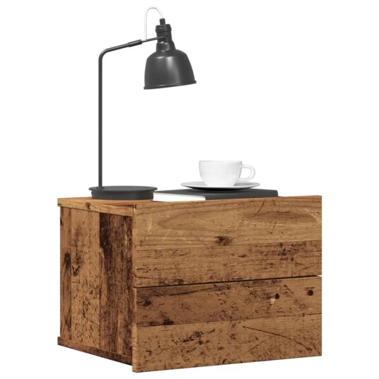 Veggmontert nattbord gammelt tre 40x32x30 cm 8721158554512