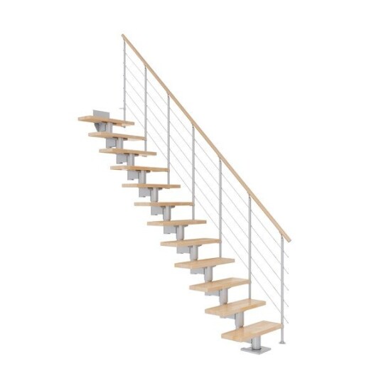 Dolle Cork Bøk Rett Trapp Pearl Grey Style6 Gelender 15T