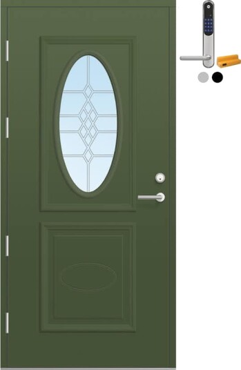 Ytterdør Bygg1 Fjord 05 Blyglass med Yale Doorman Classic Home