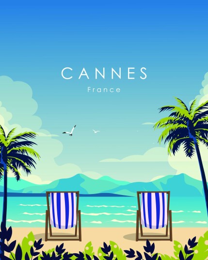 Cannes Frankrike Landskap Plakat