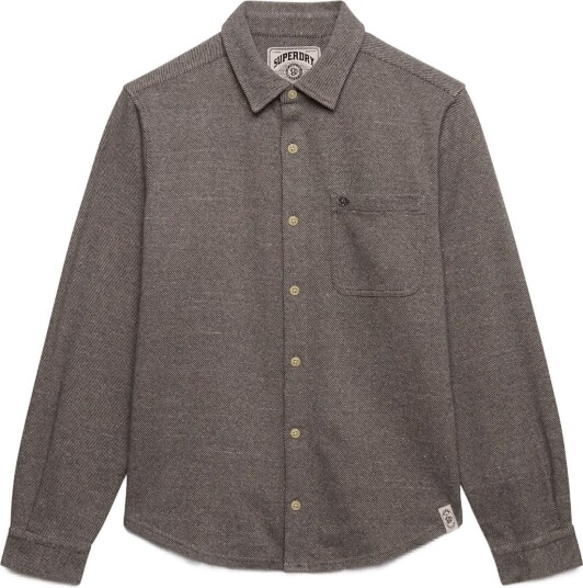 Superdry Twill Tweed Jersey Shirt TAUPE TWEED M Superdry Twill Tweed Jersey Shirt TAUPE TWEED M