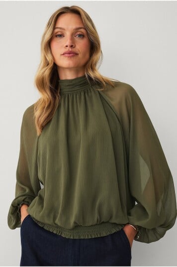 Ellos Collection Bluse med ballongeffekt Grønn
