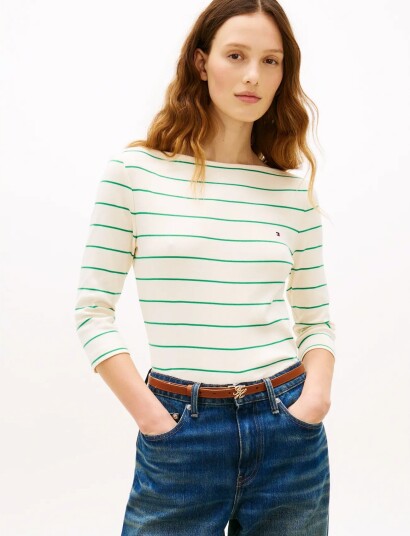 Tommy Hilfiger Cody Slim Boat Nk 3/4 Slv Cream S