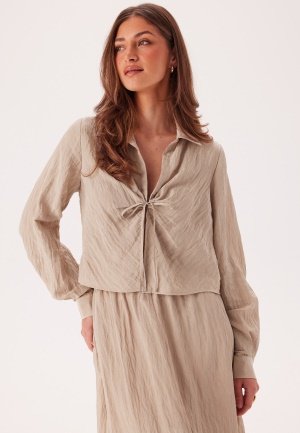 BUBBLEROOM Structured Tie Blouse Nougat XS