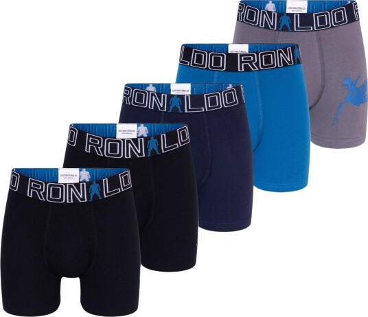 Ronaldo Boxershorts   5 pack   Svart/Grå/Navy/Turkis   JBS   13 15 år 158 170   Boxershorts Marineblå