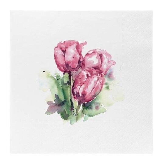 Sögne Home Serviett lunch Tulipan 33 cm hvit