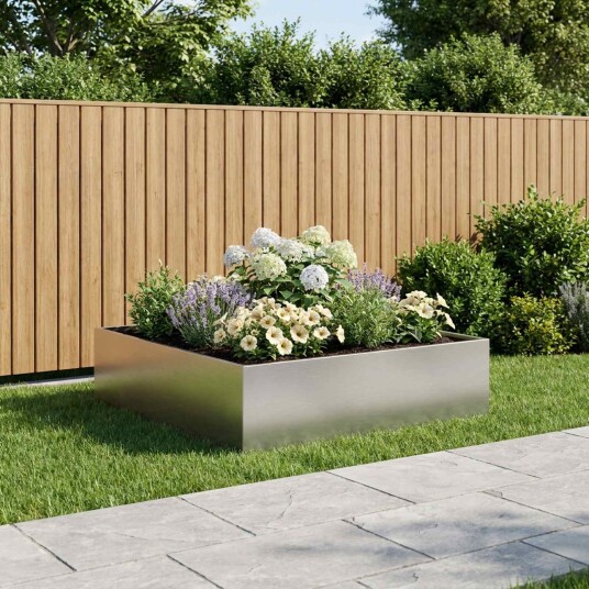 vidaXL Hageblomsterpotte Sølv 100 x 100 x 30 cm Rustfritt stål