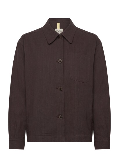 Brixtol Textiles Ally Linen Dark Navy   Brown   S