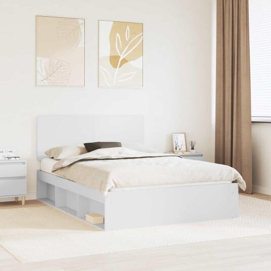  Sengestamme med hodegjerde Hvit 160 x 200 cm Massiv furu